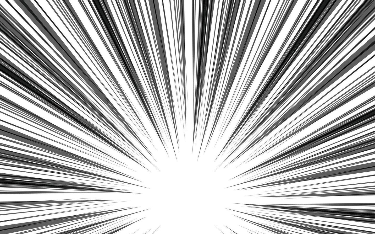 Abstract Background Black and white manga comic Pop art design, Radial speed lines. vector