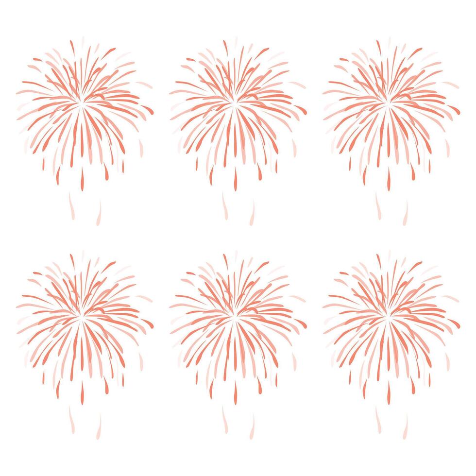 Fireworks on a white background with red lines vector