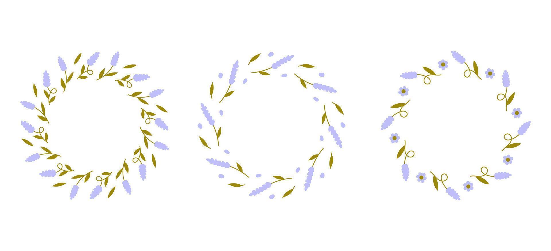 Lavender Floral Frames Set vector