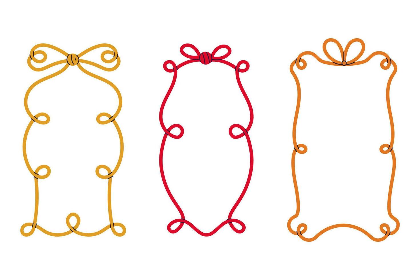 Vintage Vertical Frames with Tied Bows Set vector
