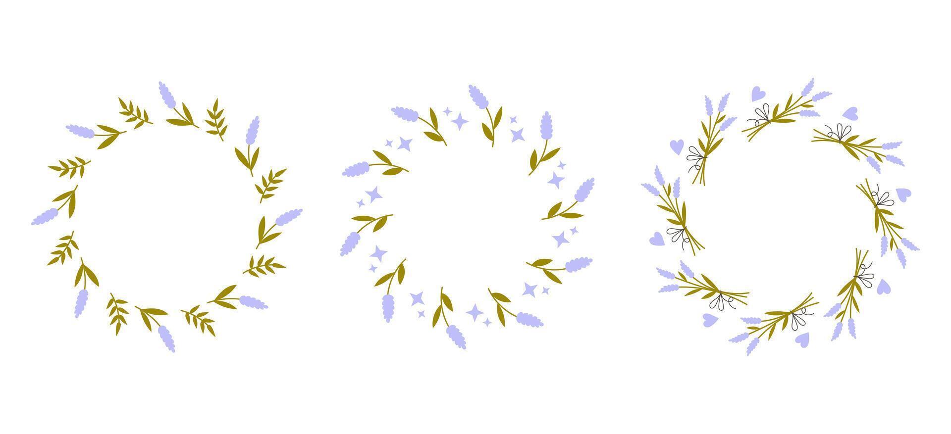 Lavender Circular Frames Set vector