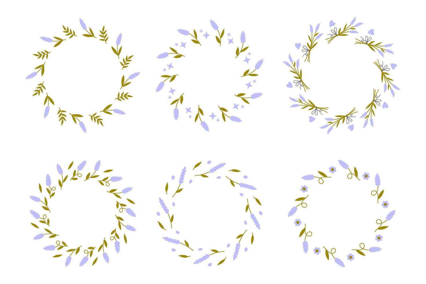Lavender Flowers Circular Frame Set vector
