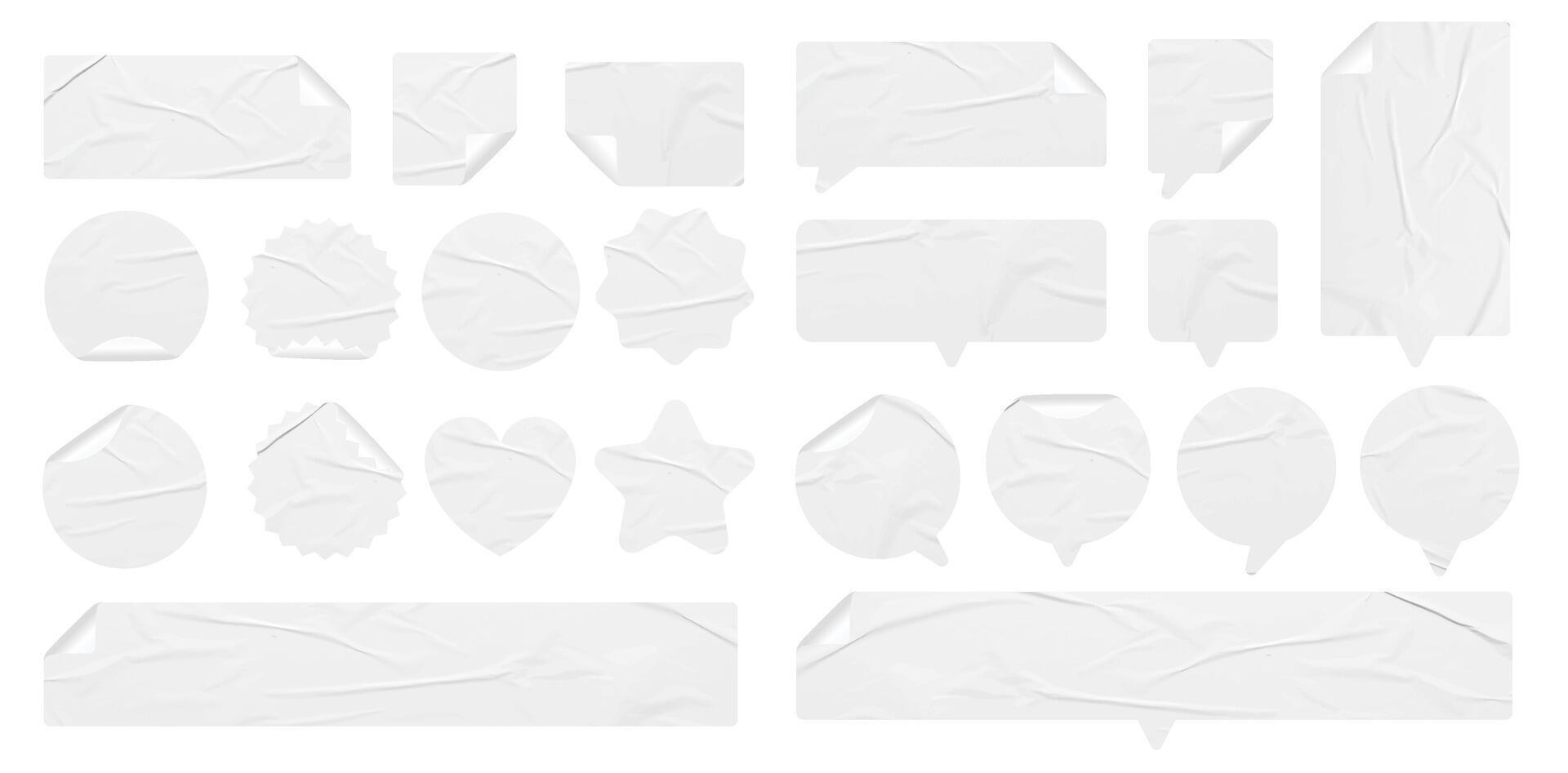 collection of white tape stickers and labels vector