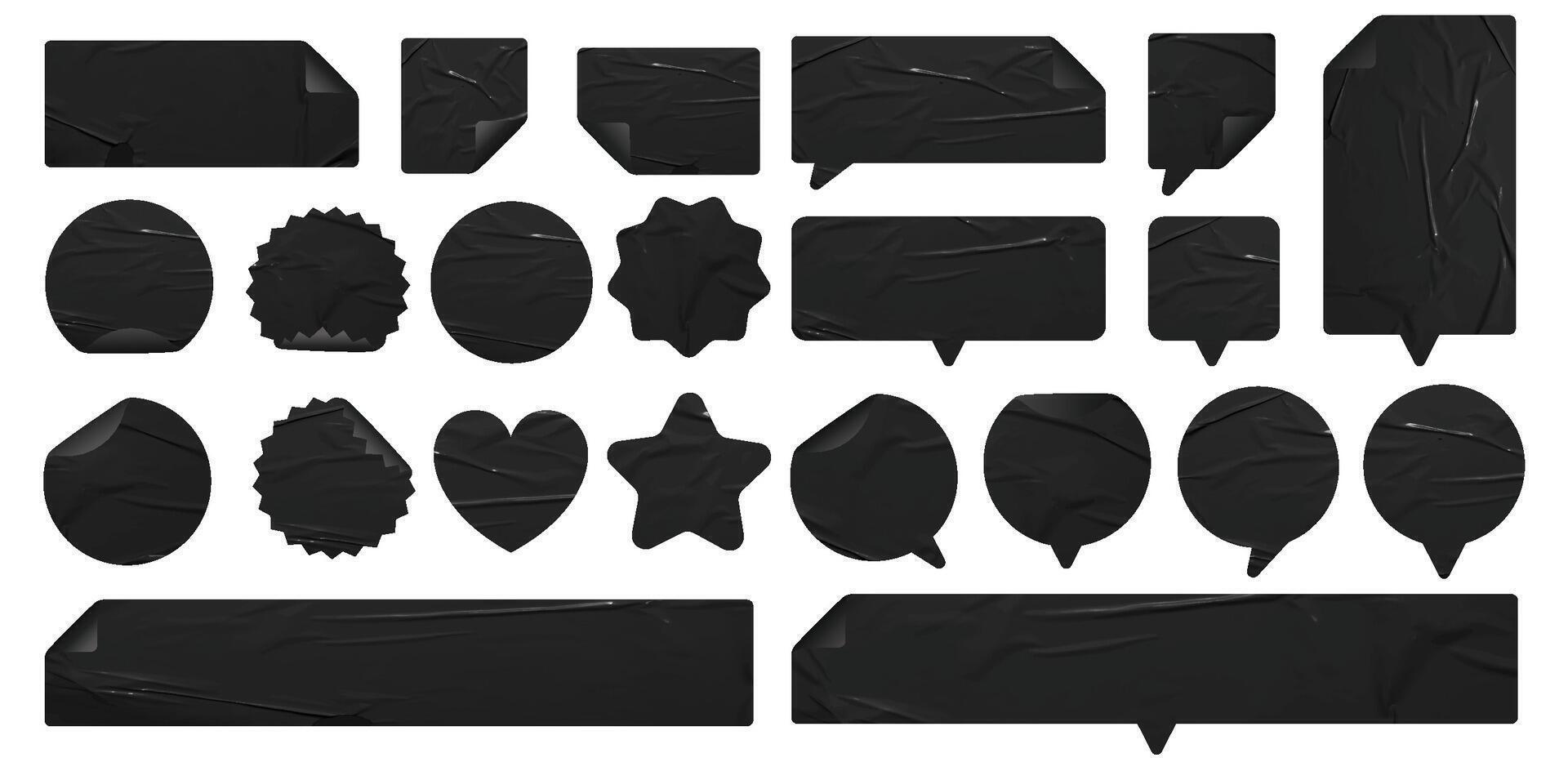 Black labels and stickers design elements vector