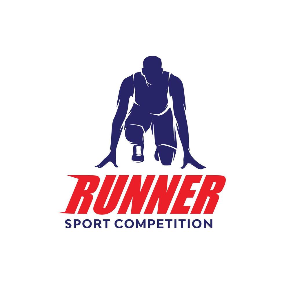Run and Marathon Male Athlete Logo Design vector