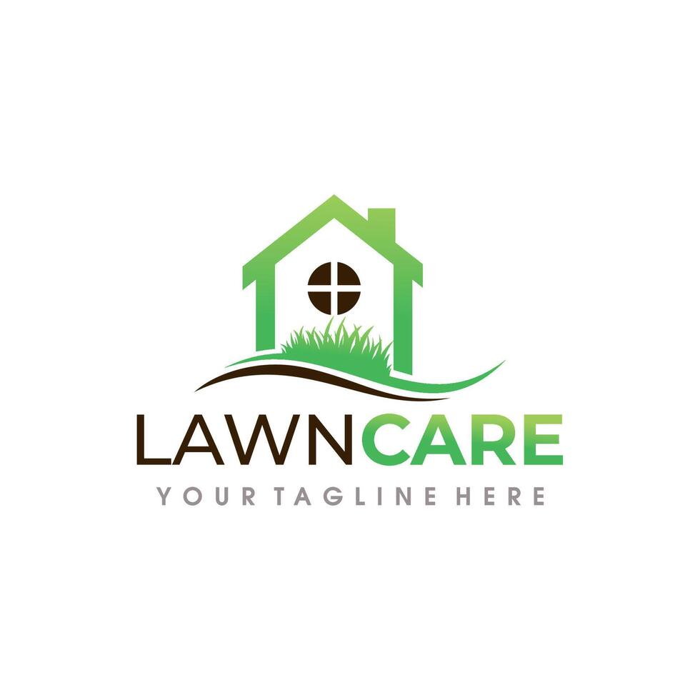 House Lawn care logo. lawn services logo design vector