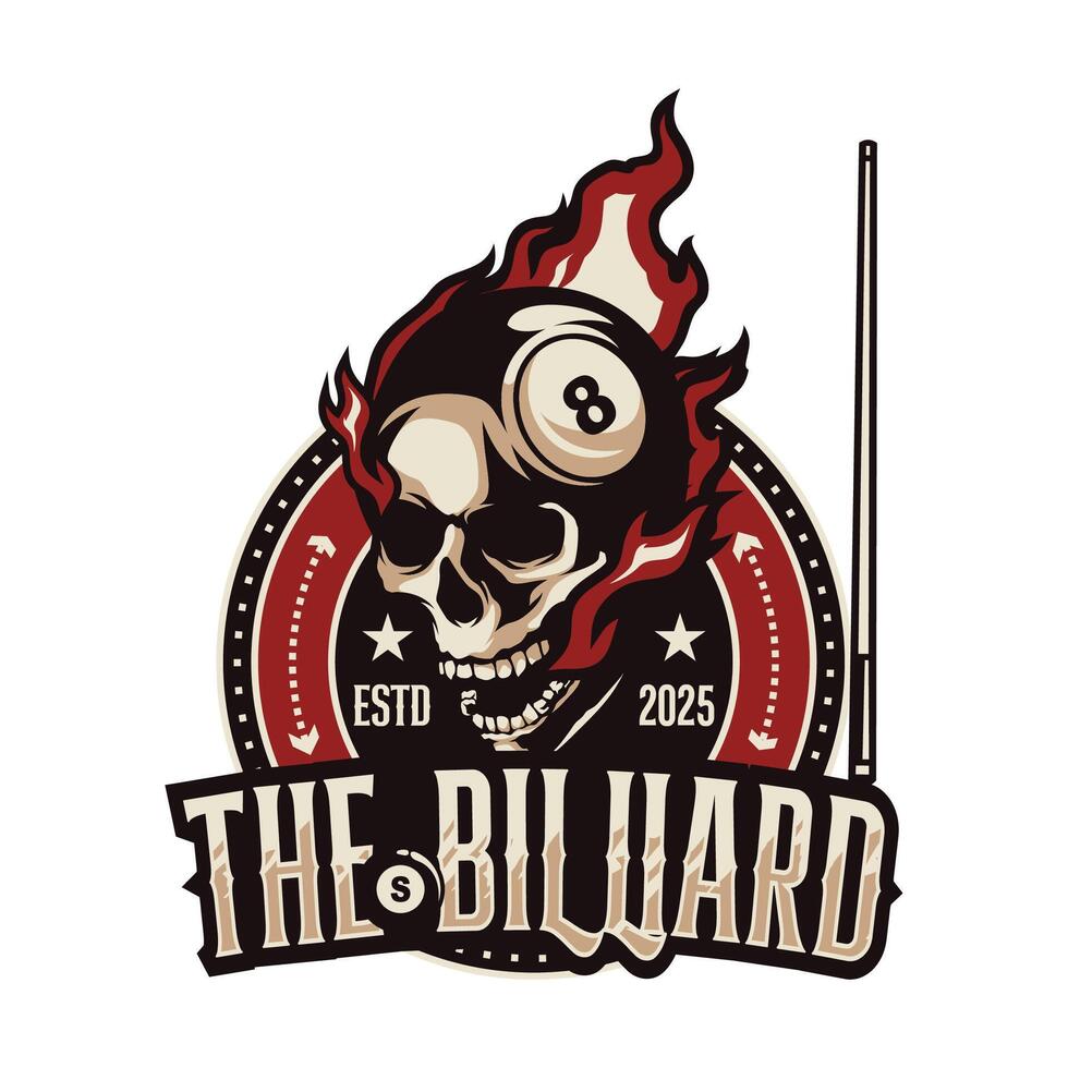 Skull logo with 8 ball design vector