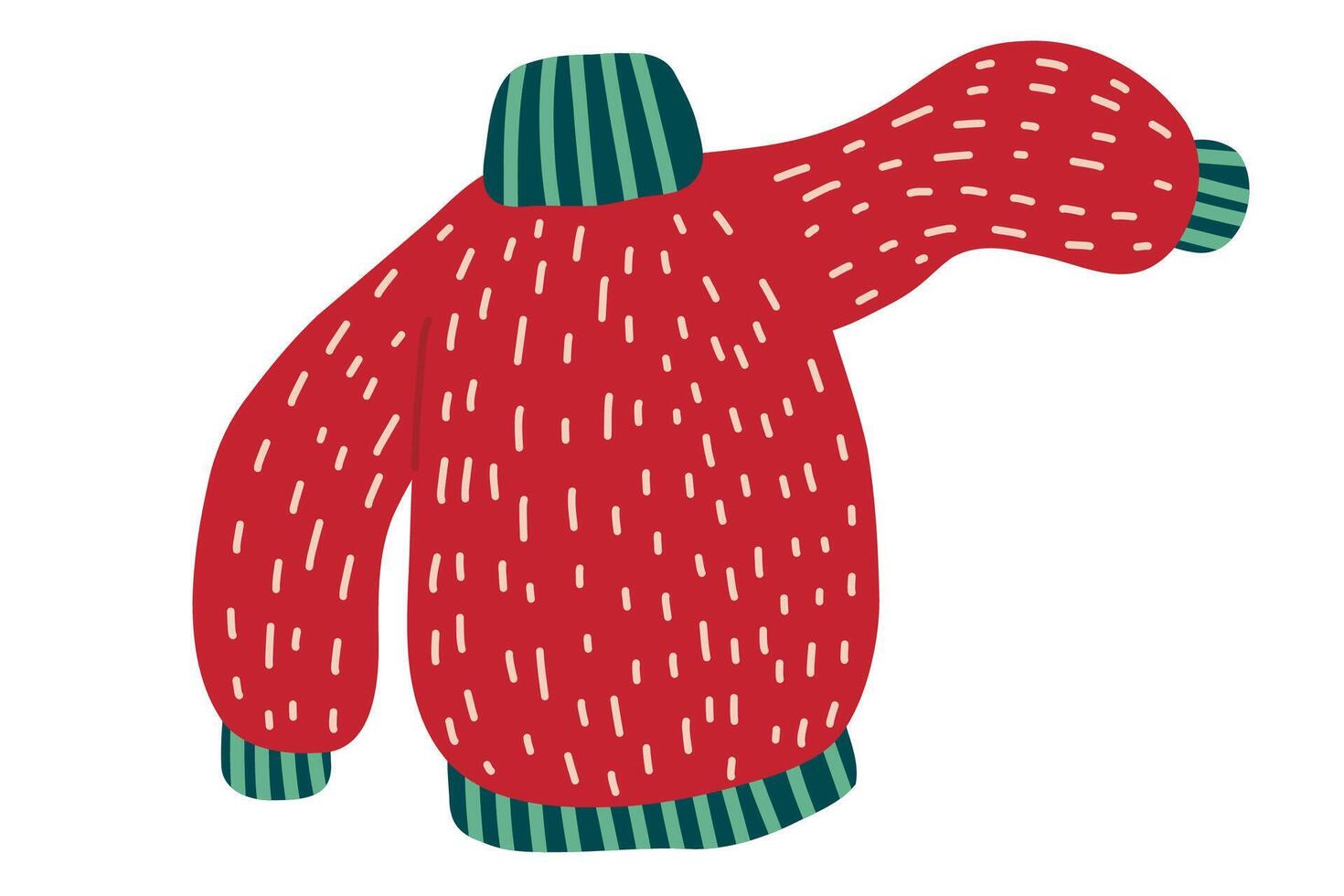 Christmas ugly Sweater. Cartoon doodle sweater. Knitted comfort christmas winter clothing. Wool cozy cute hand drawn cardigan. illustration isolated on white background. vector