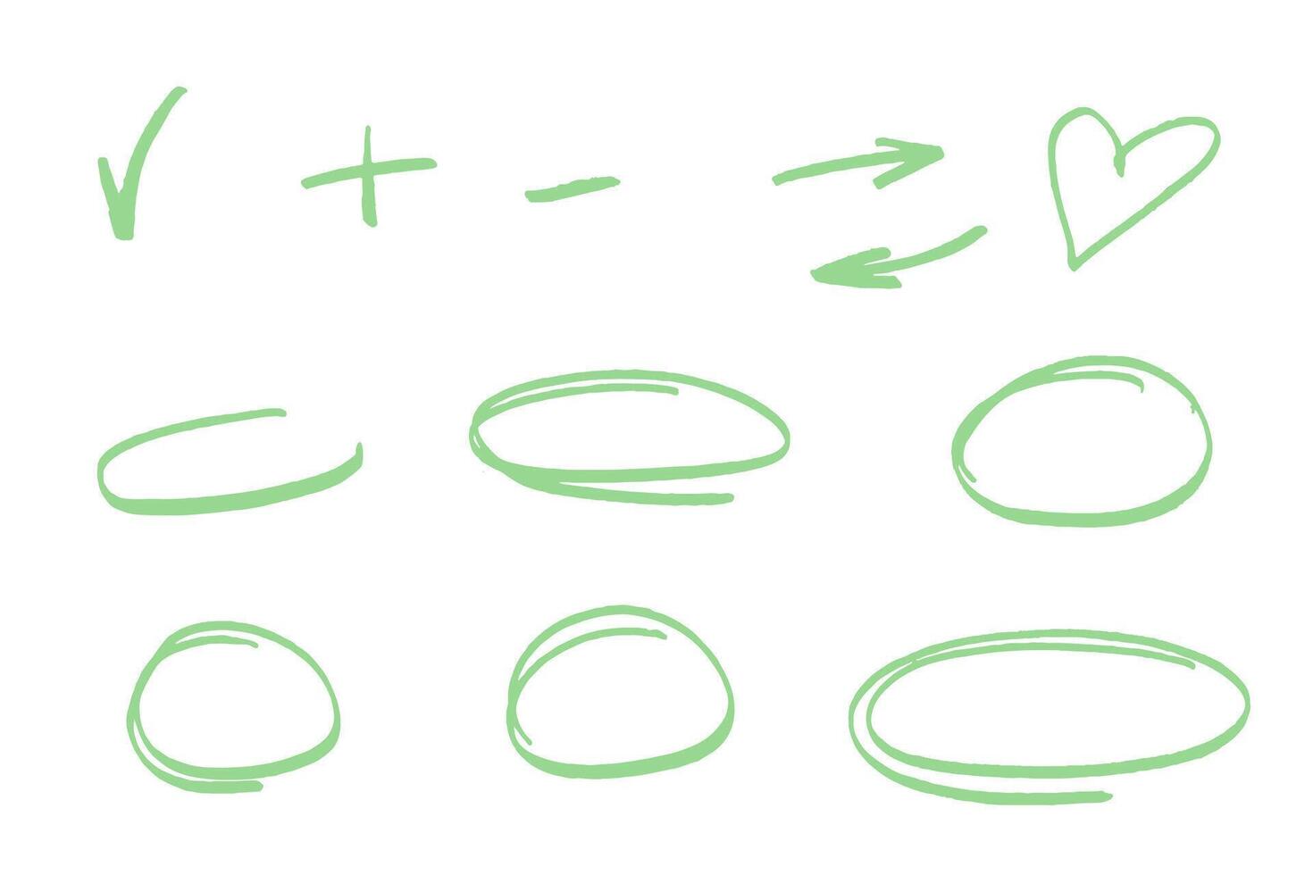 Highlight handdrawn oval sketch marker frames line set. Hand drawn scribble circle underscore set. Doodle ovals and ellipses line template. illustration oval isolated on white background. vector