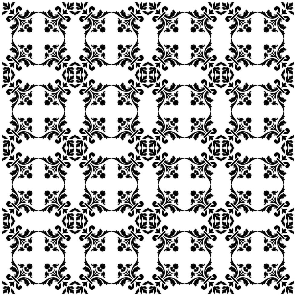 Black and white floral decorative pattern vector
