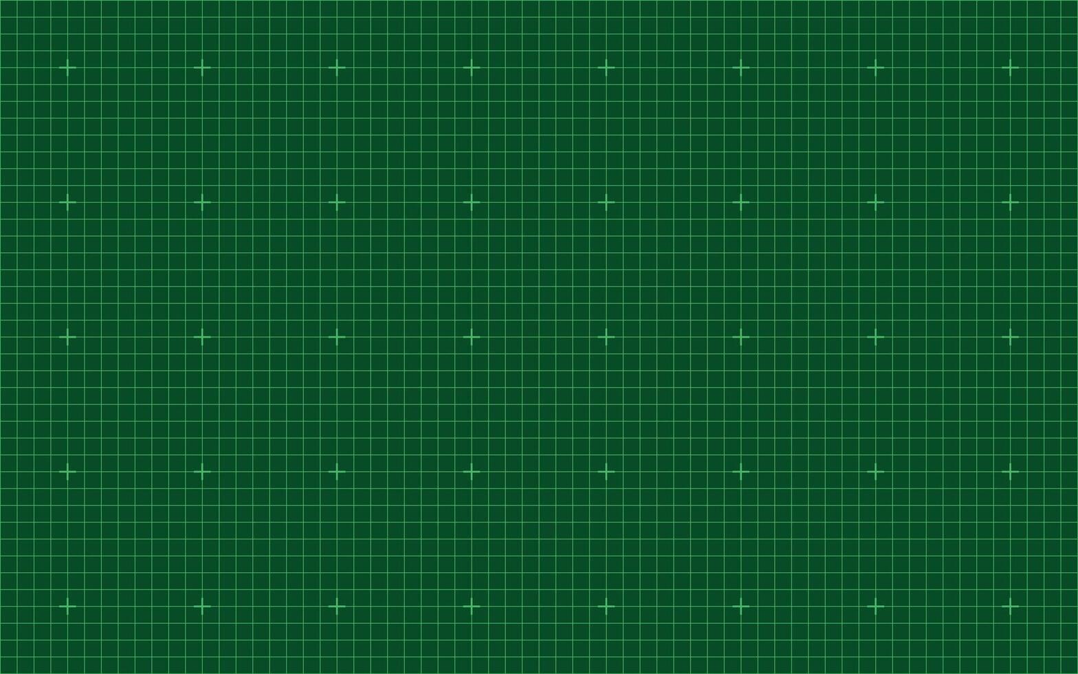 Green digital grid pattern with light green crosses ideal for schematic layouts, military interface backgrounds, science fiction themes, or digital display templates with technical accuracy. vector