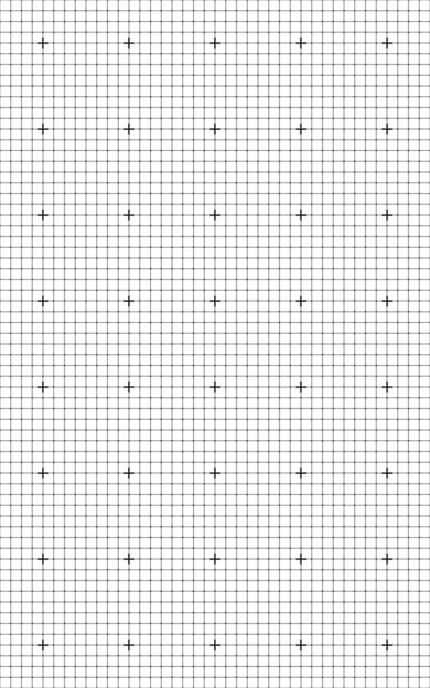 Thin square grid lines with cross markers on white background geometric design layout for engineering diagram scientific blueprint background seamless math physics paper concept texture. vector