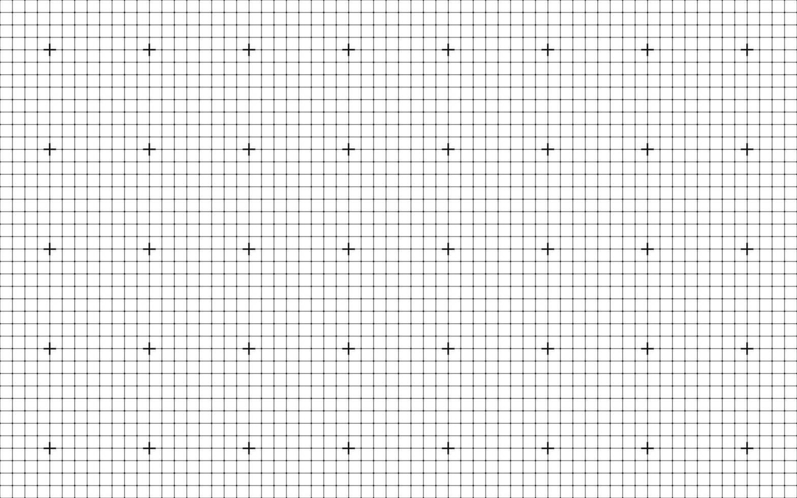 Thin square grid lines with cross markers on white background geometric design layout for engineering diagram scientific blueprint background seamless math physics paper concept texture vector