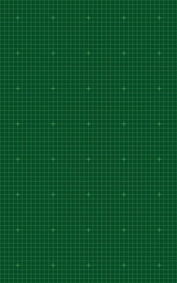Green digital grid pattern with light green crosses ideal for schematic layouts, military interface backgrounds, science fiction themes, or digital display templates with technical accuracy vector