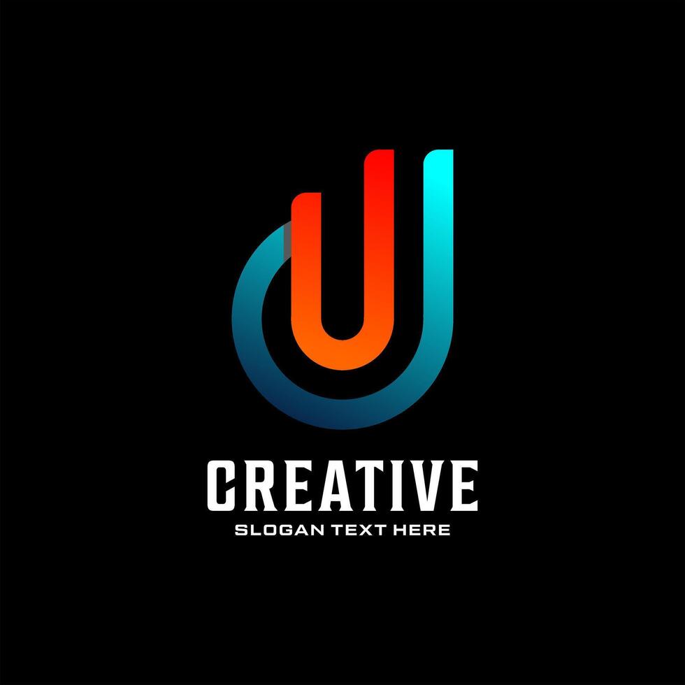 initial u d idea logo design vector