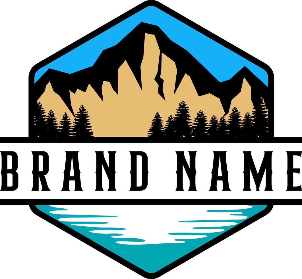 hill view idea logo design vector