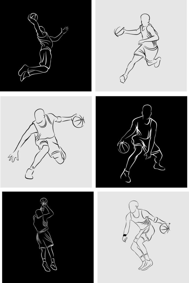 skets basketball line logo design vector