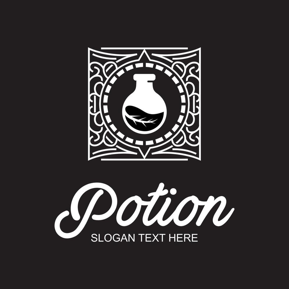 leaf potion ornament logo design vector