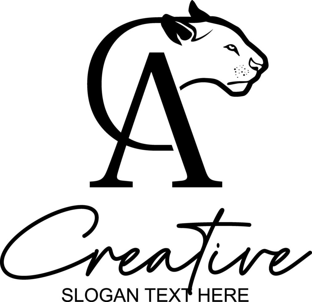 initial c a with lion logo design vector
