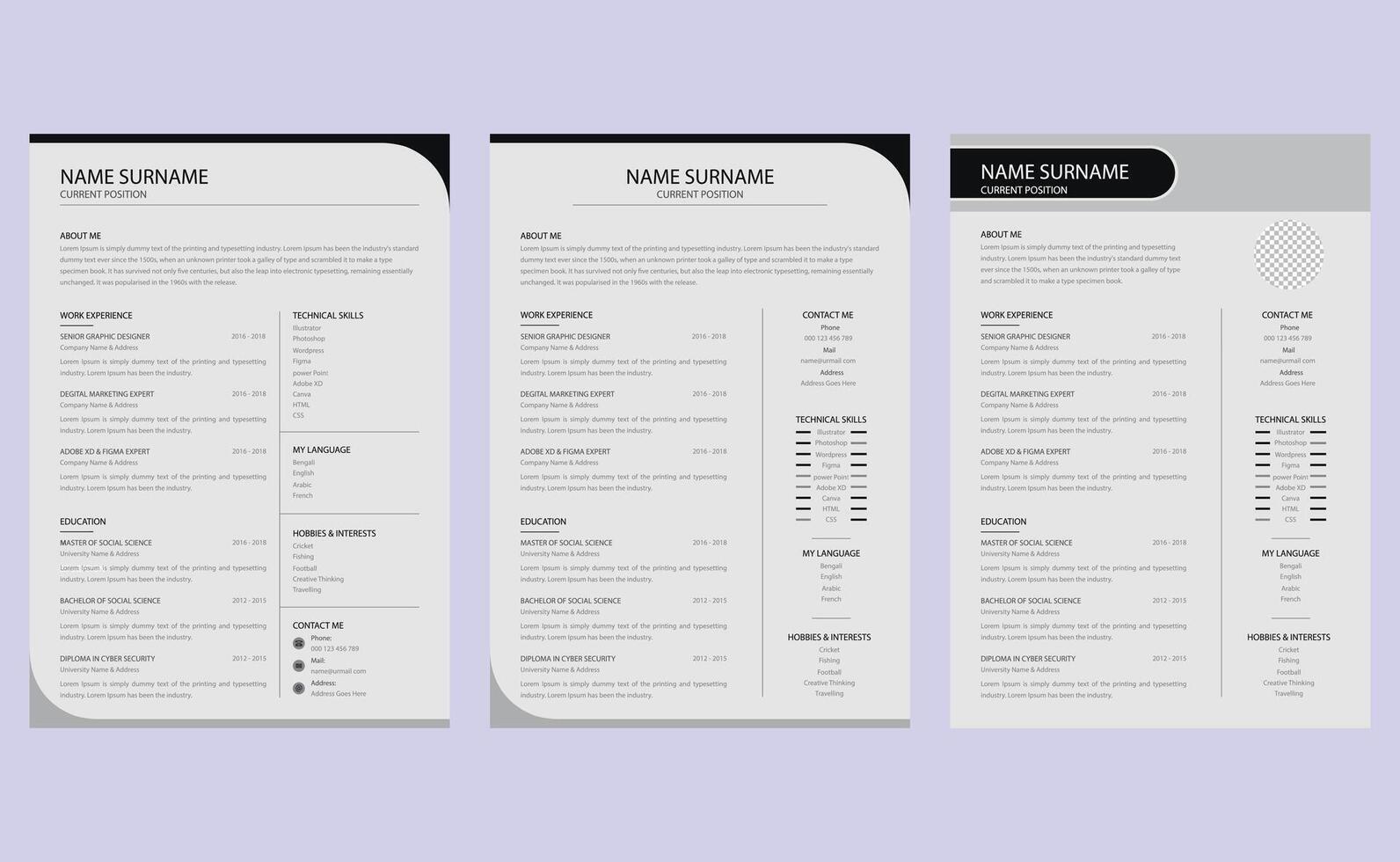 Modern editable clean creative company professional business curriculum vitae job application cv resume template design. vector