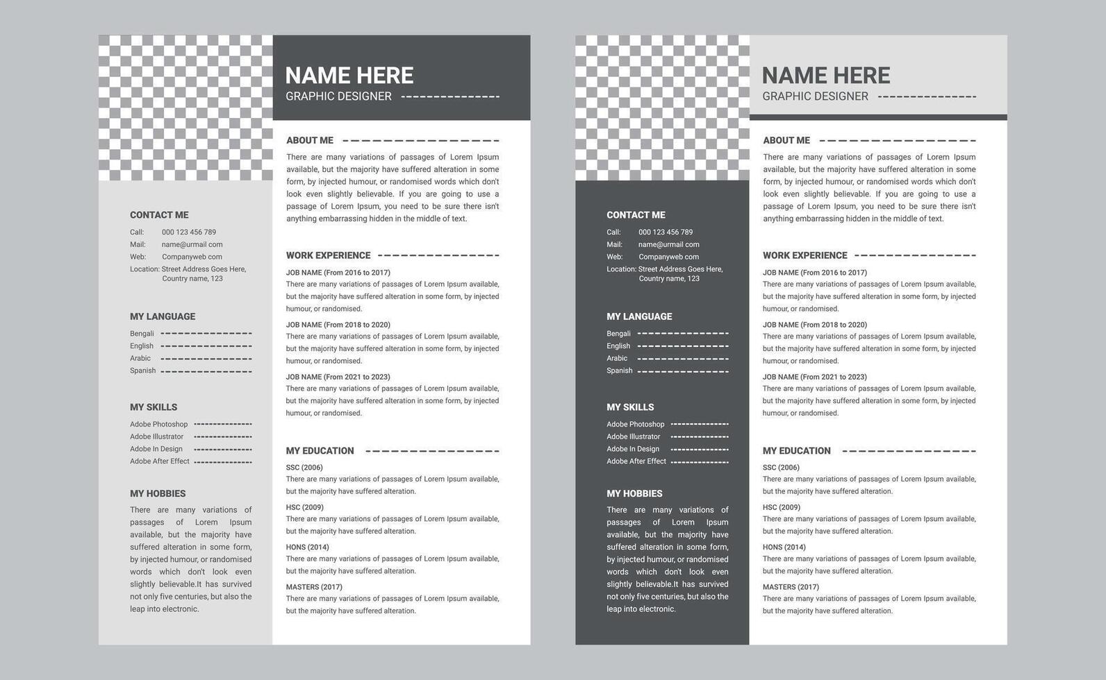 Elegant editable clean creative modern company professional business resume cv template design. vector