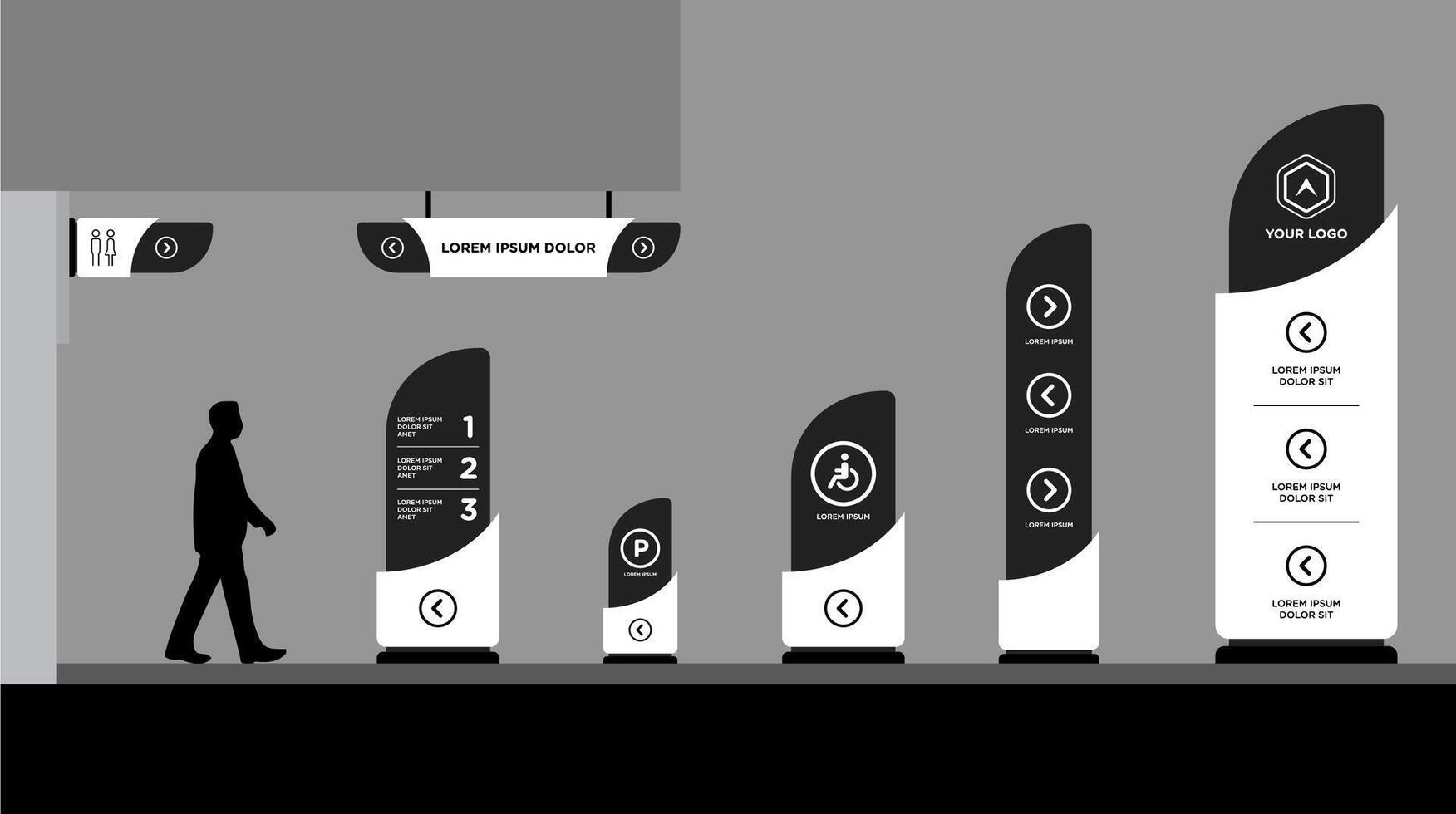 set of outdoor and indoor signs for advertising vector