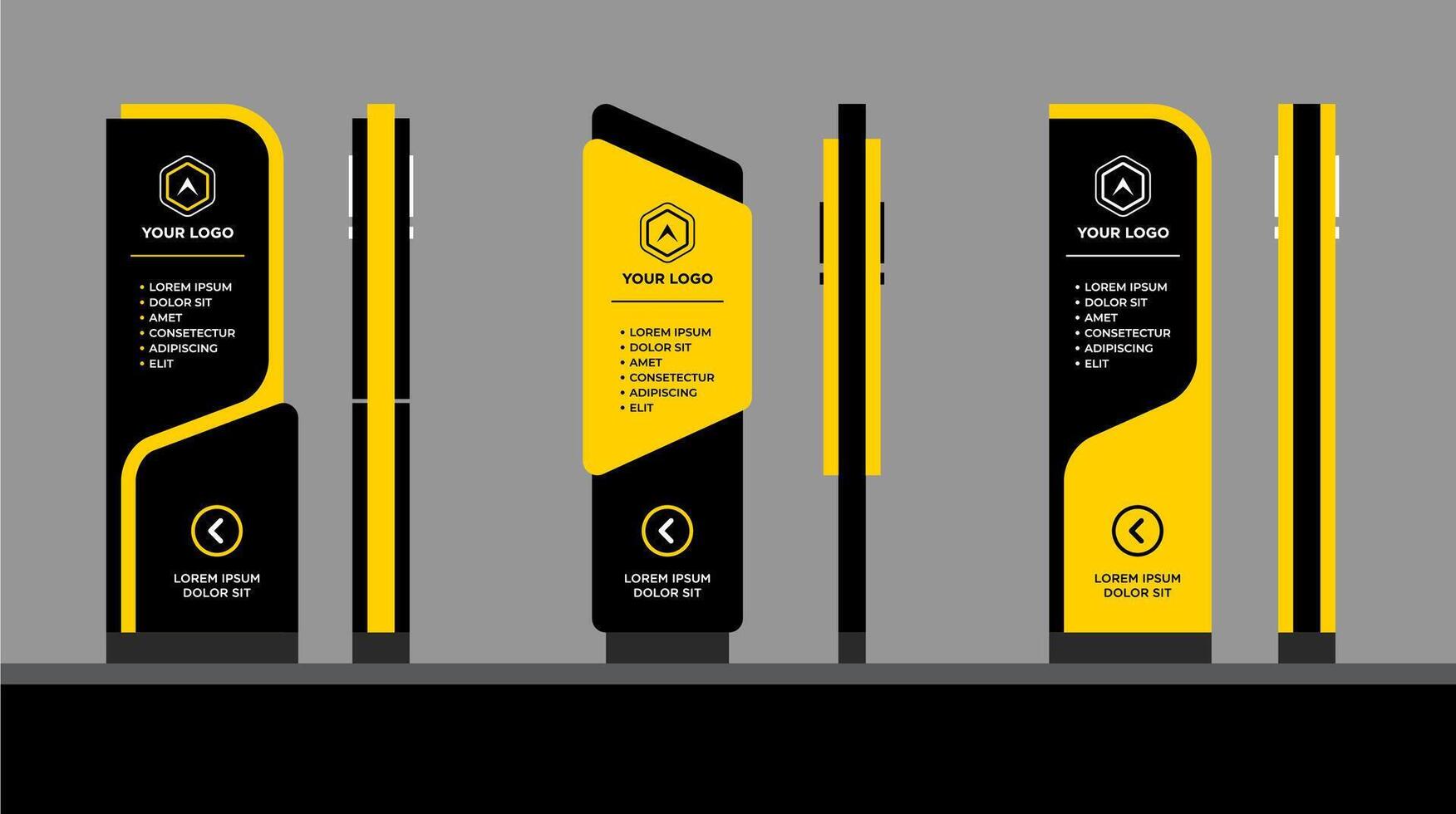 Wayfinding system signage mockup template vector