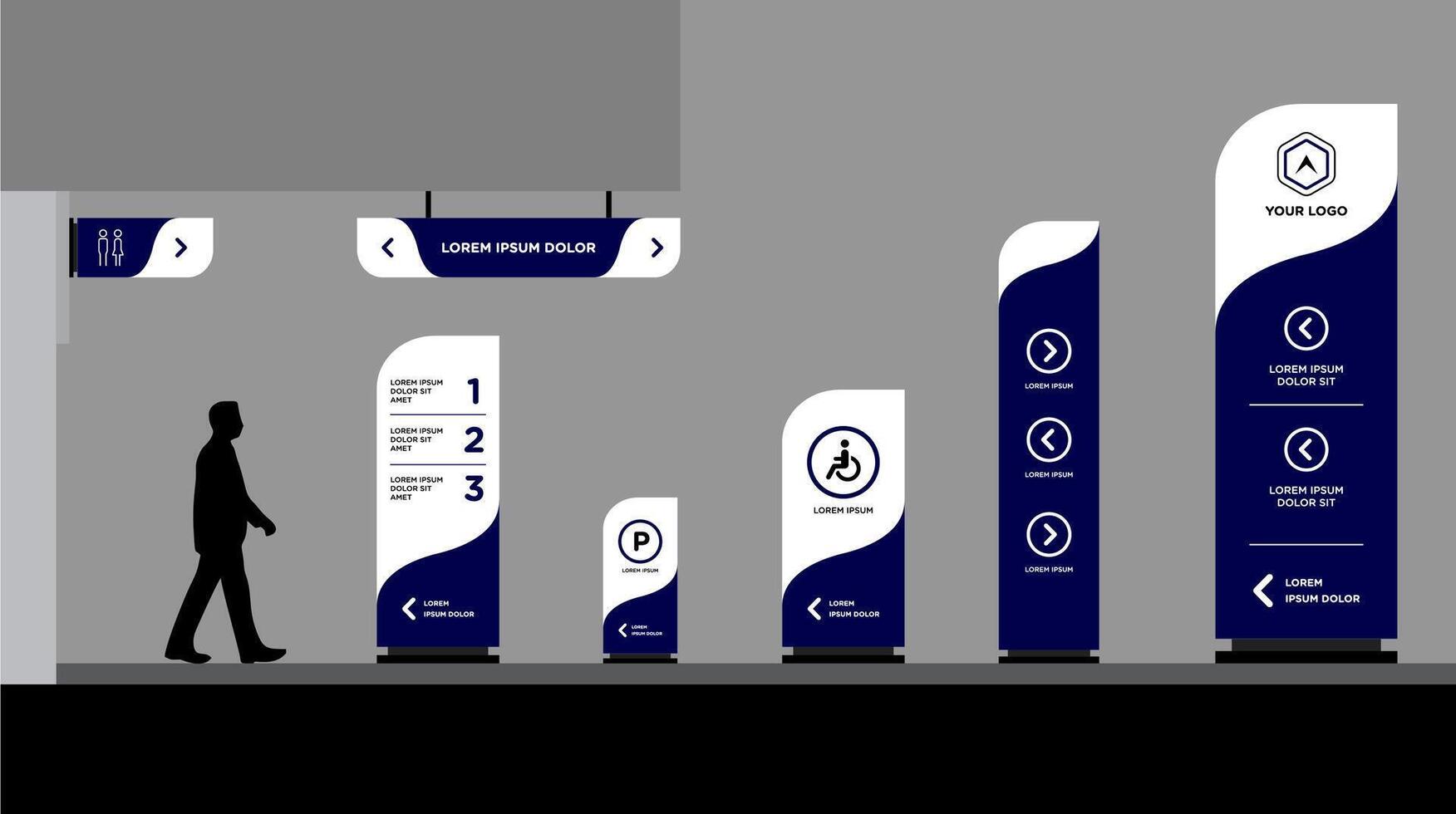 Sign with Metallic Stand Mockup vector