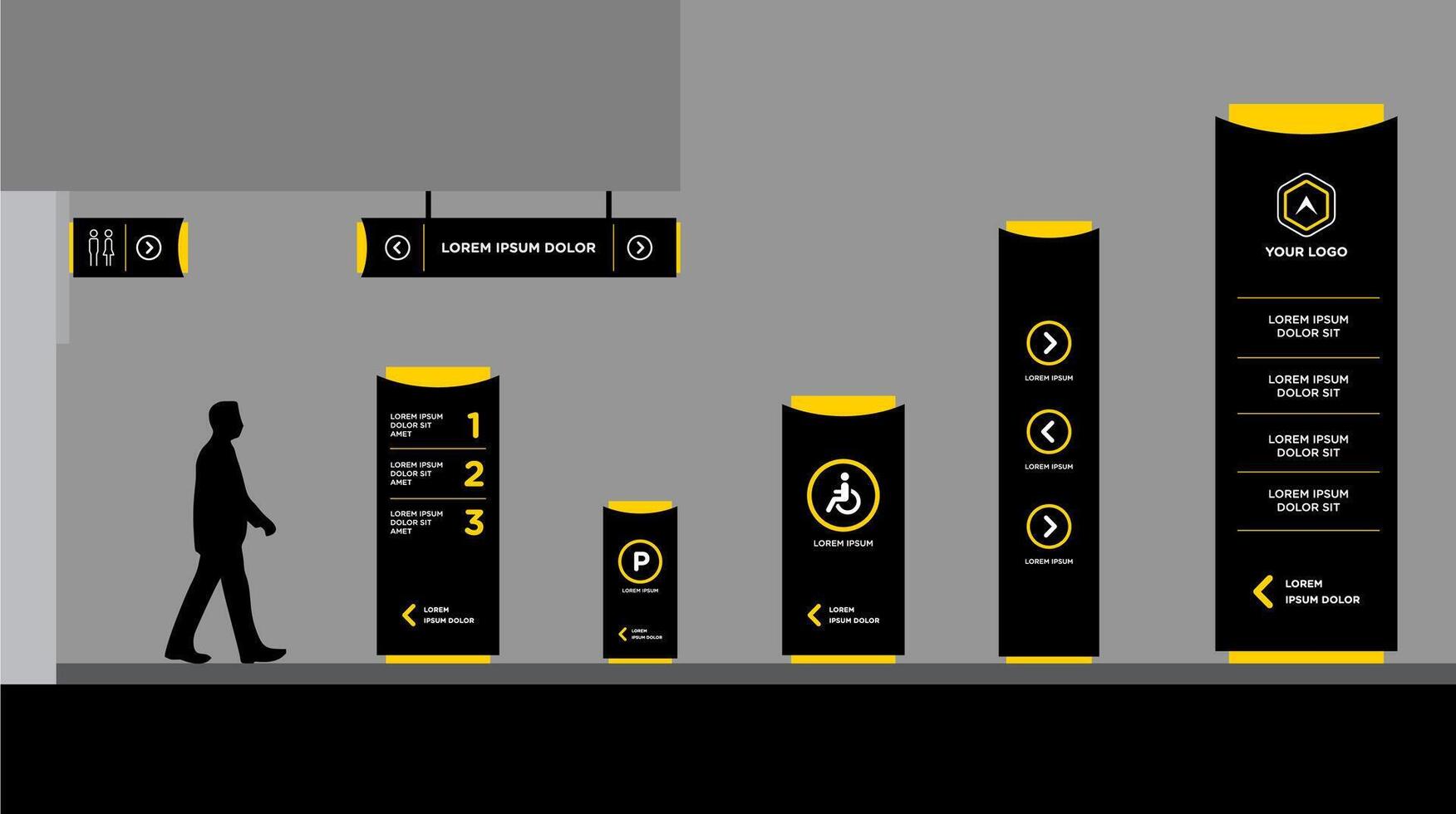 Wooden corporate identity concept signage totem vector