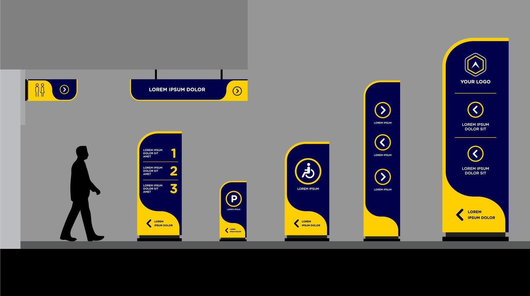 wall mount and traffic signage set advertising vector