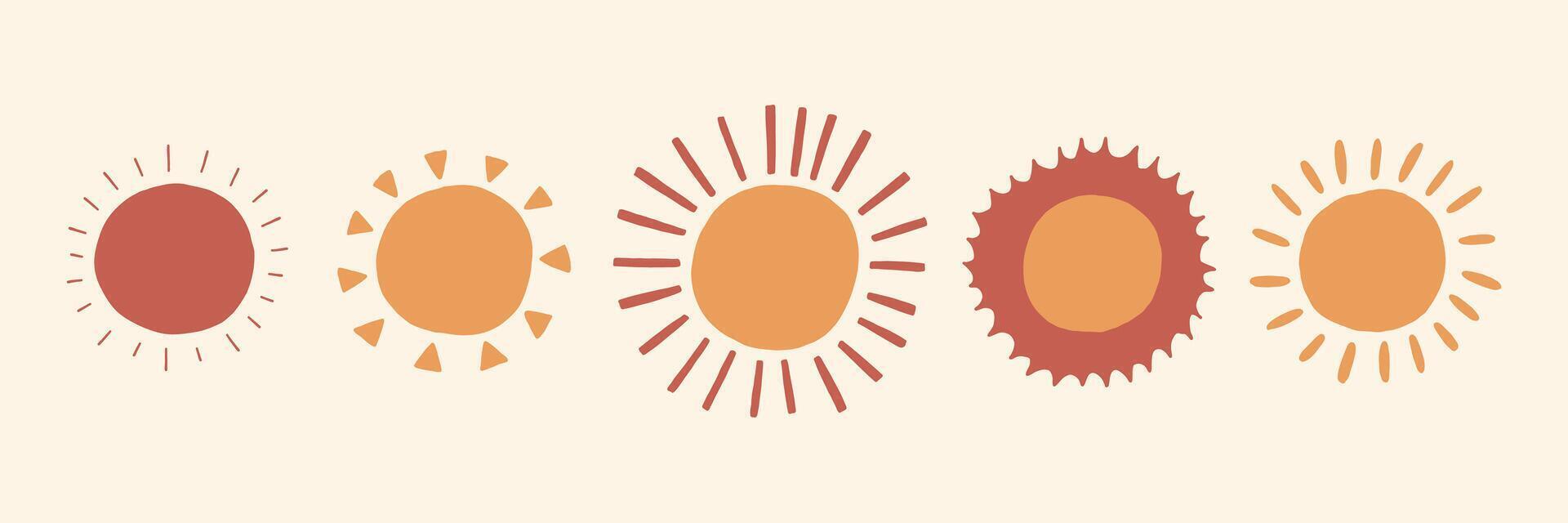 Sun Boho Icon Set vector