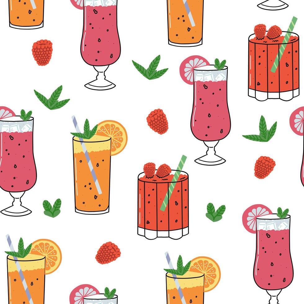 colorful cocktail pattern design vector