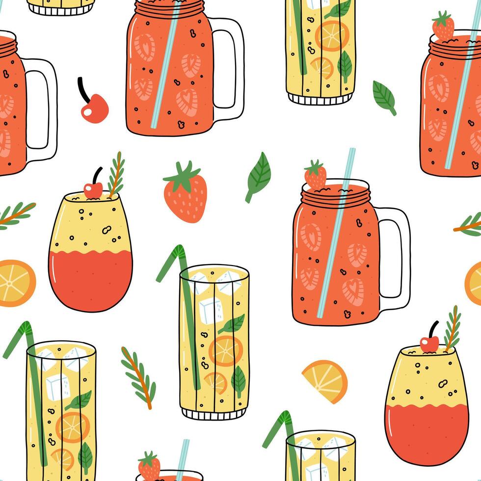 colorful summer beverage illustrations vector