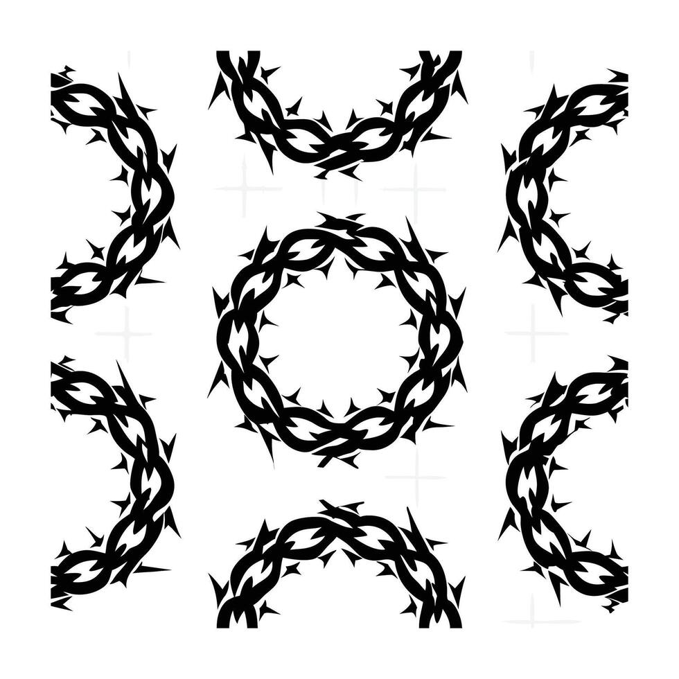 Black Thorn Crown Pattern Religious Symbolism and Conceptual Design on White Background vector