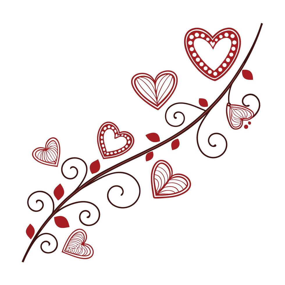 Elegant Heart Vine Illustration for Valentines Day or Wedding Design Elements vector