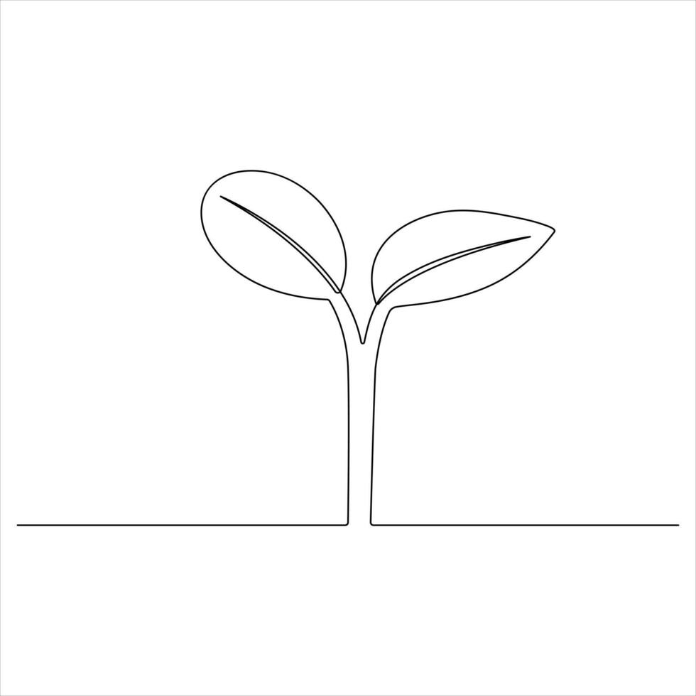Continuous oneline drawing of Natural Organic Plant minimalist Botanical line art illustration vector