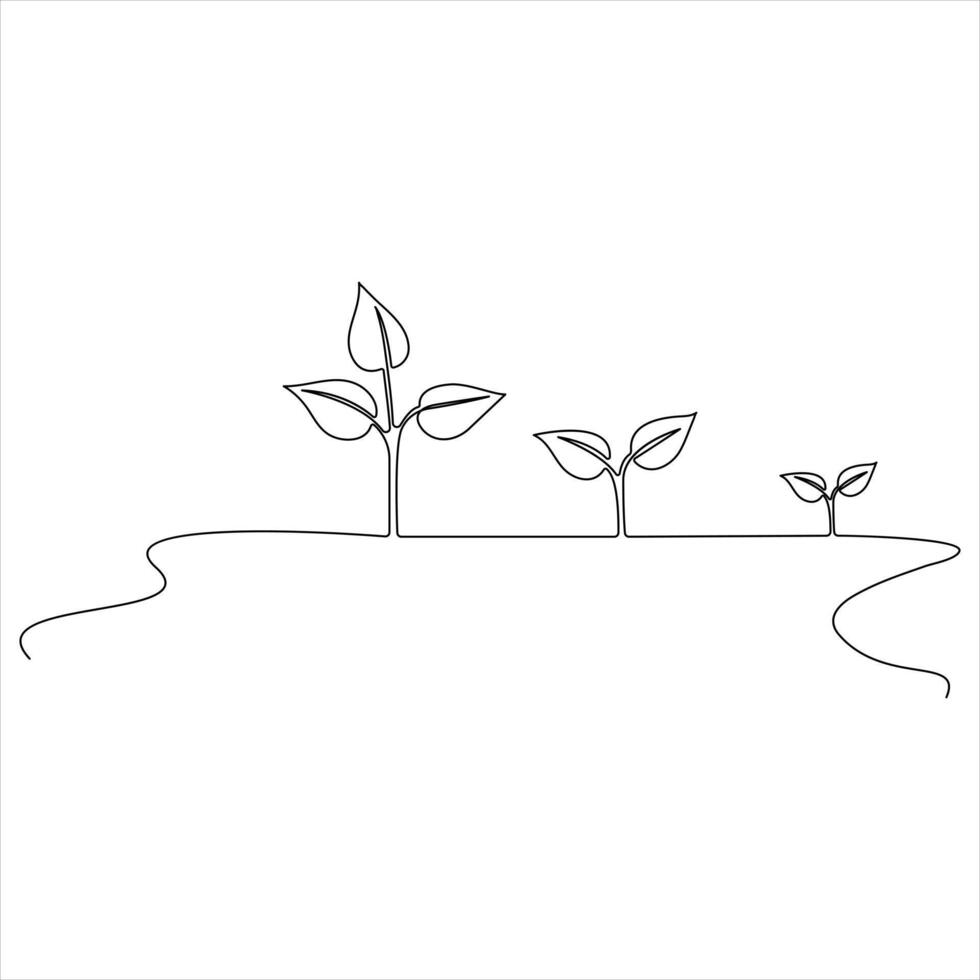 One Continuous Line Drawing of Natural Organic Plant Minimalist Botanical Line Art sketch illustration vector