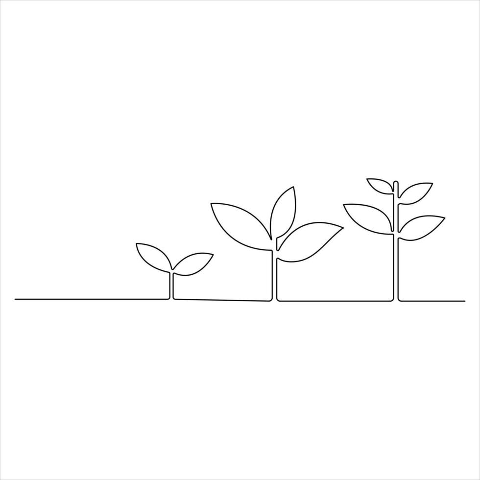 Continuous Line Art Natural Plant Minimal Botanical and Organic Illustration vector