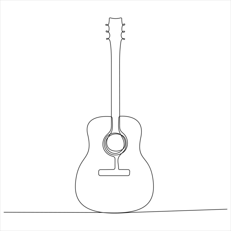 Continuous line art of Guitar modern minimalist Acoustic Instrument illustration vector