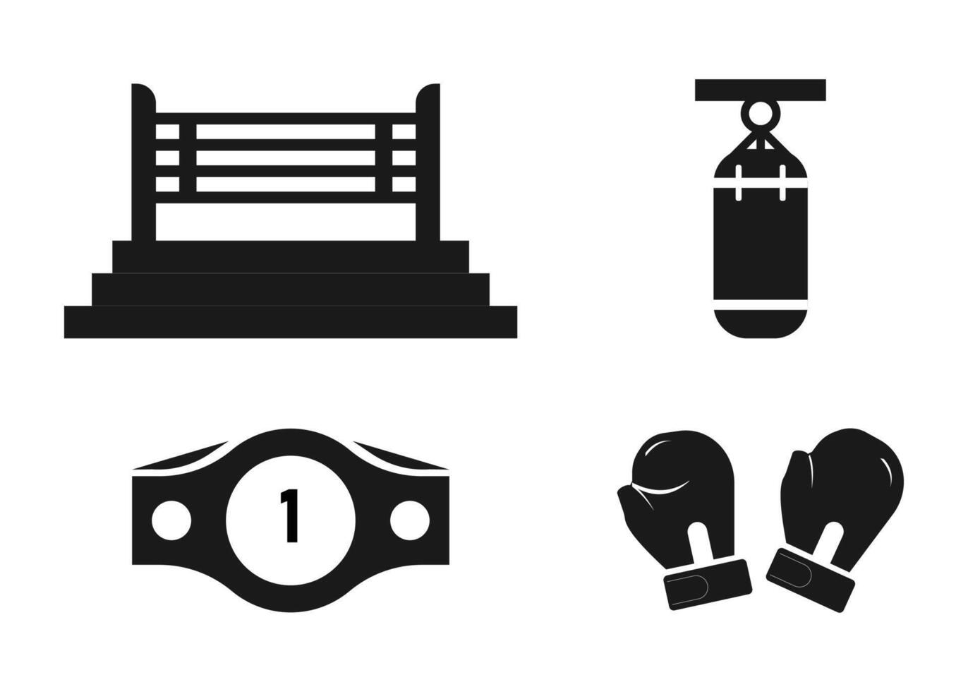 Boxing Icon Collection. Stock Illustration. Black and White vector