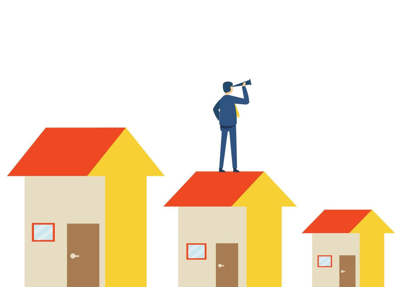 observing market prices to determine investment in the form of a house. stock illustration vector