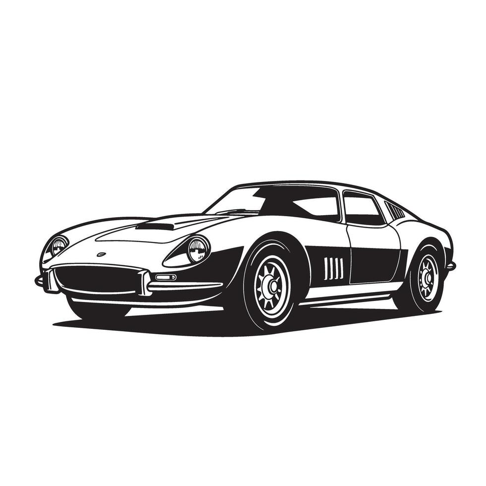 Classic sports car vintage art silhouette automotive design speed vector