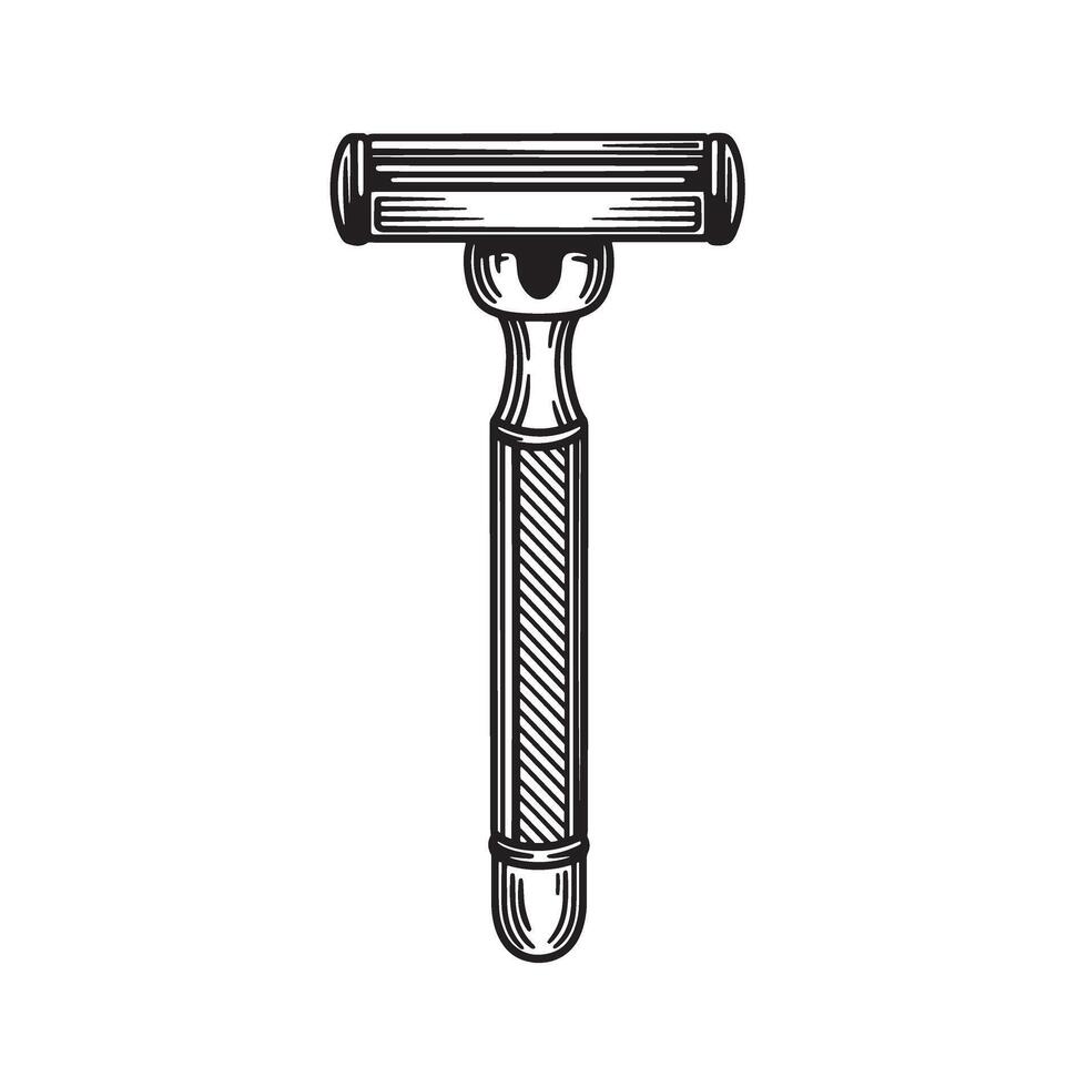 Vintage art silhouette of a classic razor for shaving and grooming practices isolated vector