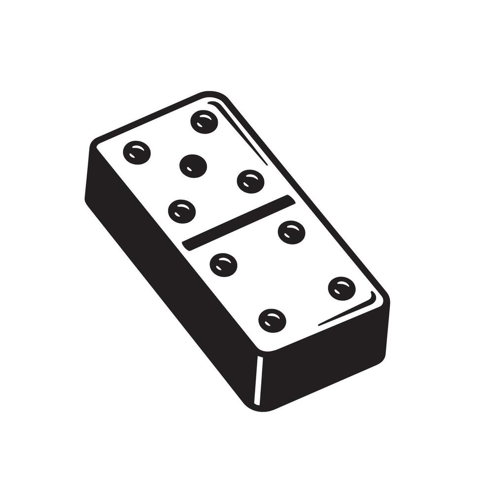 Black domino tile with white dots and dividing line game vector