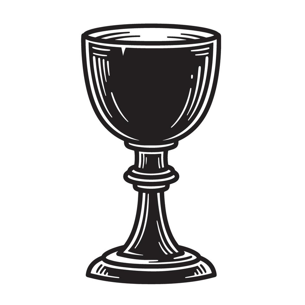 Classic illustration of a vintage art silhouette chalice on a white background vector