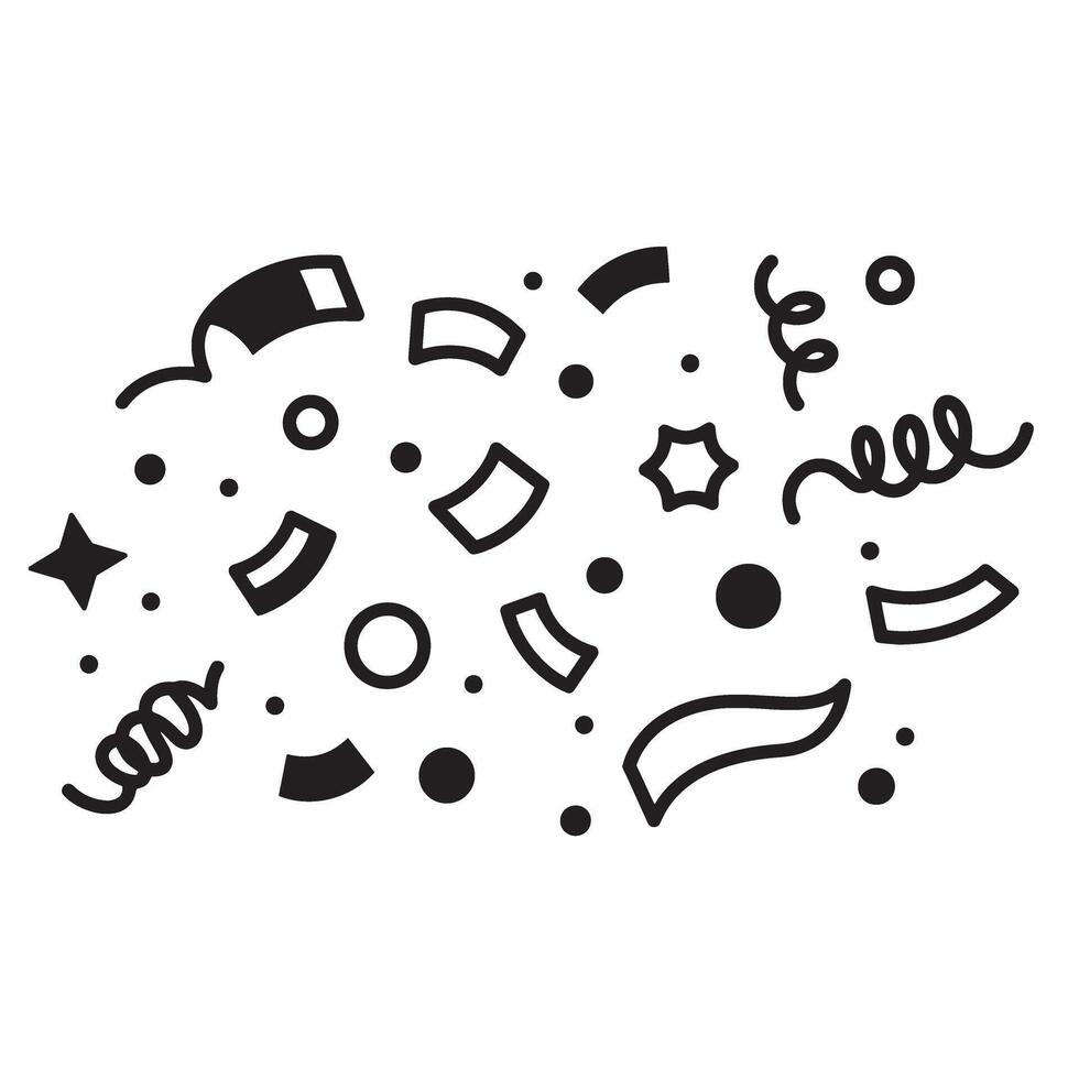 Festive vintage art black and white confetti and party elements illustration vector