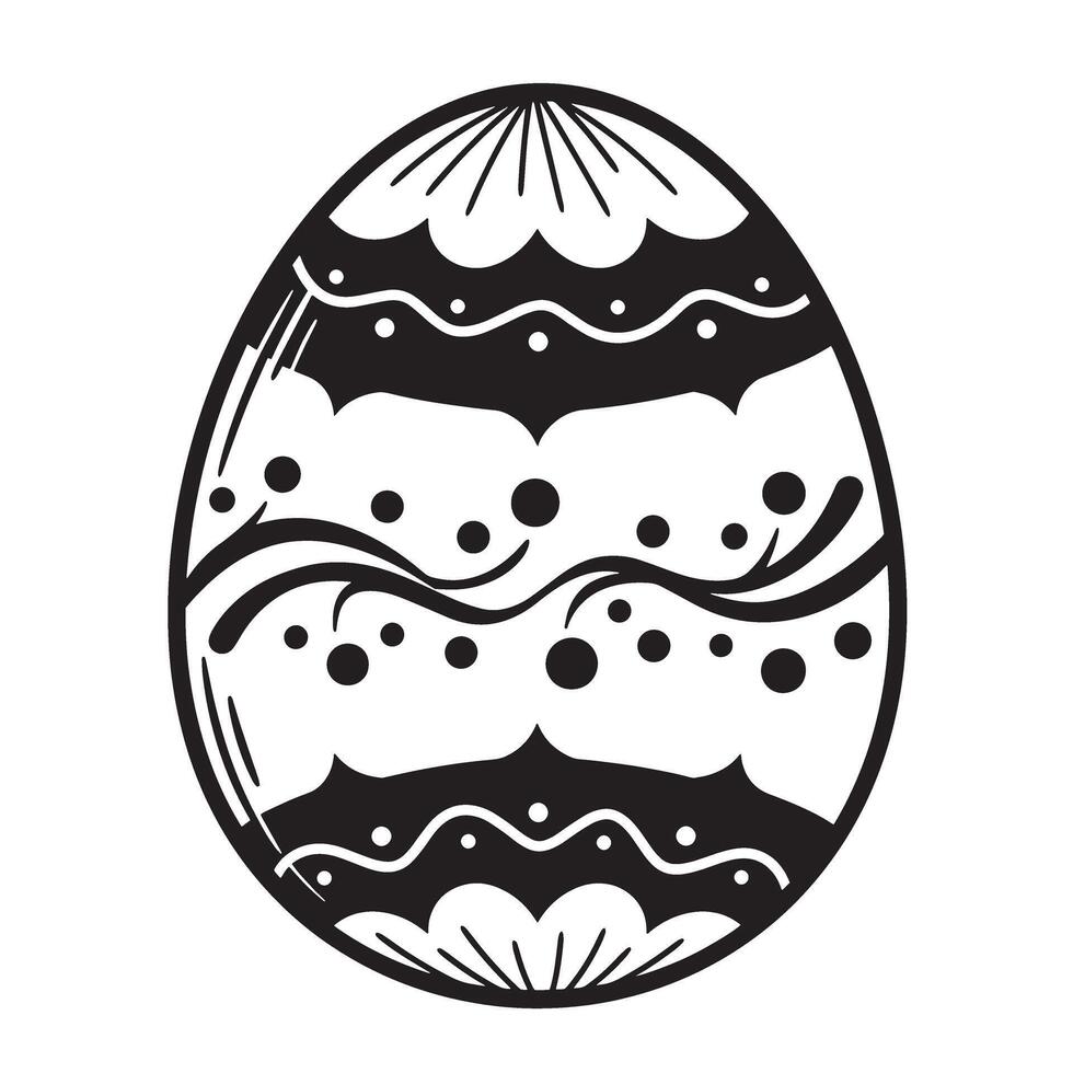 Detailed vintage art easter egg decoration in black and white with intricate patterns vector