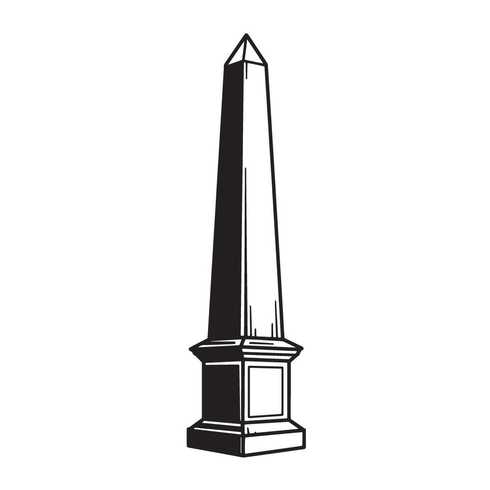 Elegant vintage art silhouette of an obelisk standing tall against a white background vector