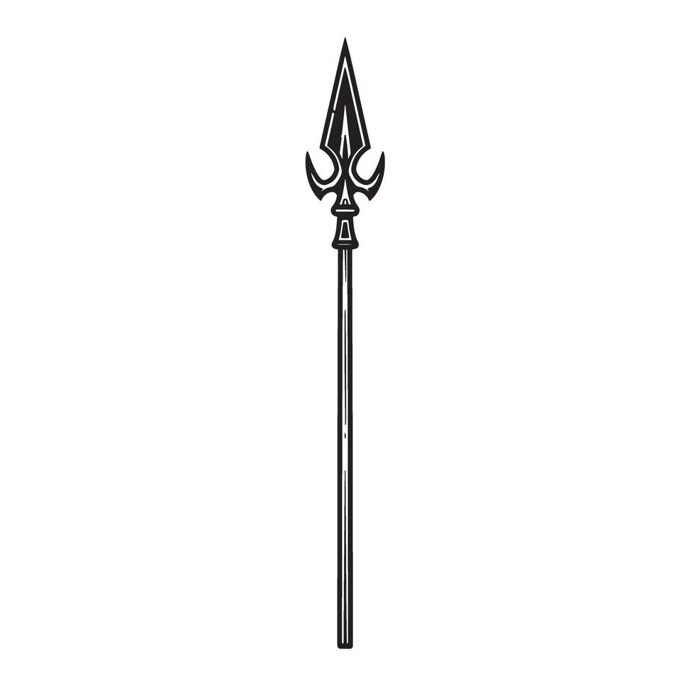 Detailed vintage art silhouette spear illustration weapon tool for warfare or ancient symbolic representation vector