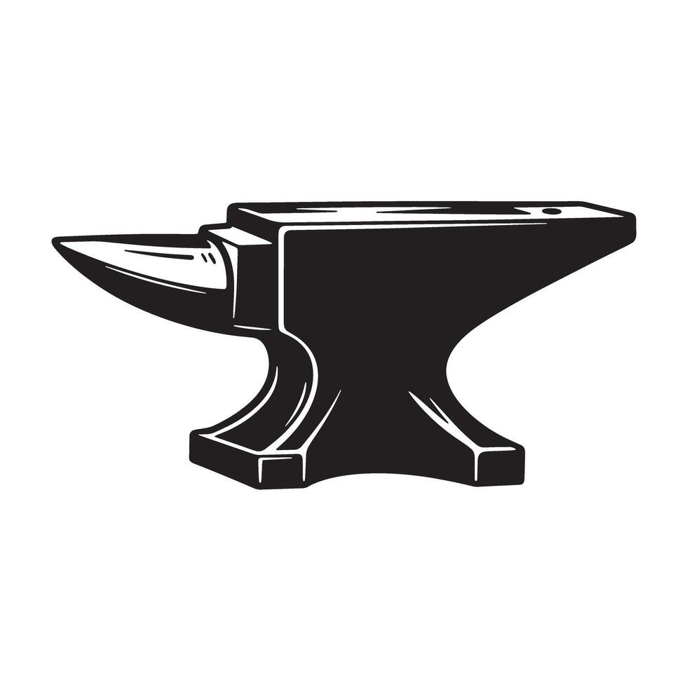Black and white vintage art silhouette of a detailed anvil isolated on white background vector